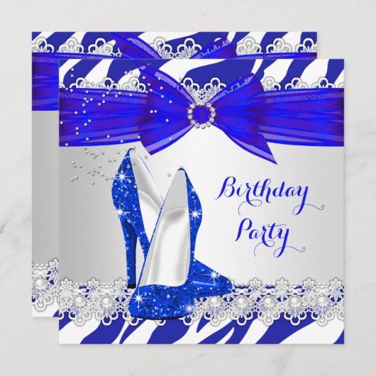 Zebra Blue White Blue Hielleace Pareldag Kaart (Voorkant / Achterkant)