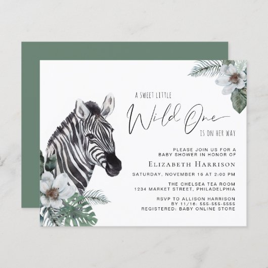 Zebra Boho Waterverf Baby shower (Voorkant / Achterkant)