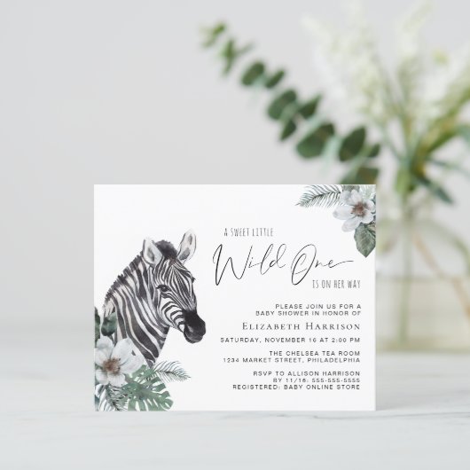 Zebra Boho Waterverf Baby shower (Staand voorkant)