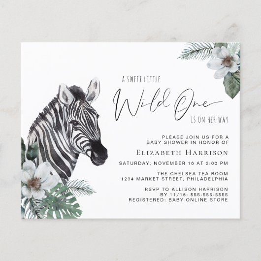 Zebra Boho Waterverf Baby shower (Voorkant)