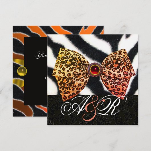 ZEBRA BONT, LUIPAARDENPRINT STROP, ZWART DAMAST MO KAART (Voorkant / Achterkant)