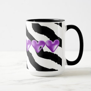 Zebra bontdruk met harten mok