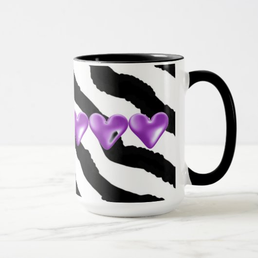Zebra bontdruk met harten mok (Rechts)