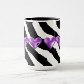 Zebra bontdruk met harten mok (Midden)
