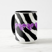 Zebra bontdruk met harten mok (Voorkant links)