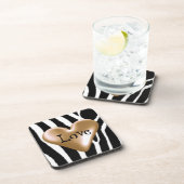 Zebra bontdruk met hartontwerp bier onderzetter (Rechterzijde)