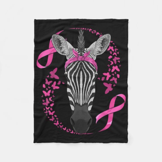 Zebra Borstkanker Bewustzijn Pink Bandana Cancer Fleece Deken (Voorkant)