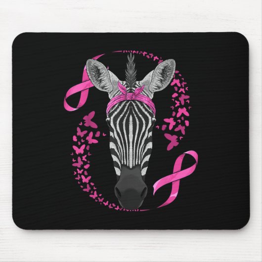 Zebra Borstkanker Bewustzijn Pink Bandana Cancer Muismat (Voorkant)