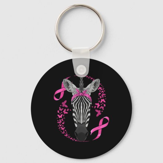 Zebra Borstkanker Bewustzijn Pink Bandana Cancer Sleutelhanger (Voorkant)