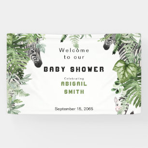 Zebra Botanisch Baby shower Welkom Spandoek