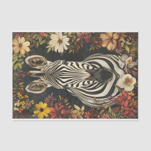 Zebra Botanische Illustratie Decoupage Tissuepapier (Voorkant)