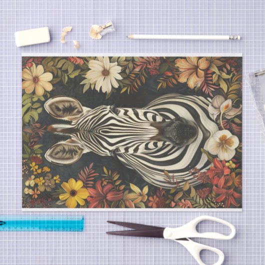 Zebra Botanische Illustratie Decoupage Tissuepapier (Craft)