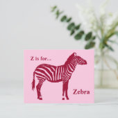 Zebra - Bourgogne en roze Briefkaart (Staand voorkant)
