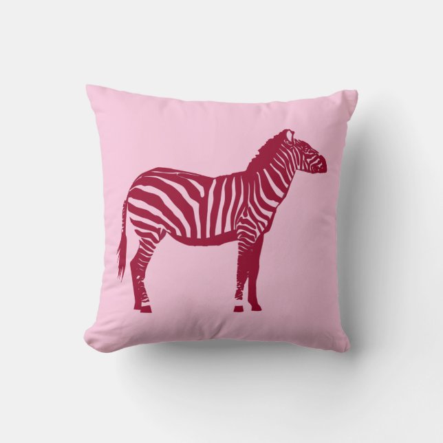 Zebra - Bourgogne en roze Kussen (Voorkant)
