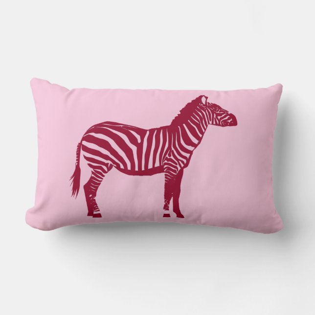 Zebra - Bourgogne en roze Kussen (Voorkant)