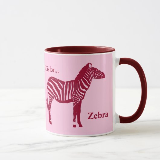 Zebra - Bourgogne en roze Mok (Rechts)