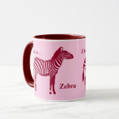 Zebra - Bourgogne en roze Mok (Voorkant links)