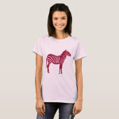 Zebra - Bourgogne en roze T-shirt (Voorkant volledig)