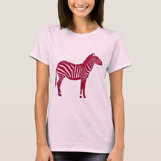 Zebra - Bourgogne en roze T-shirt (Voorkant)