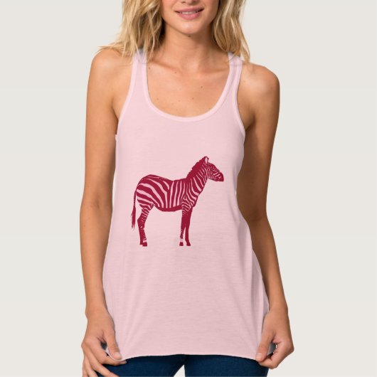 Zebra - Bourgogne en roze Tanktop (Voorkant)