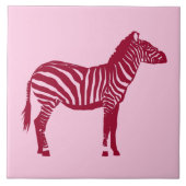 Zebra - Bourgogne en roze Tegeltje (Voorkant)