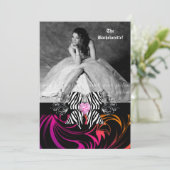 Zebra Bow Bachelorette Party Foto Oranje Paars Kaart (Staand voorkant)