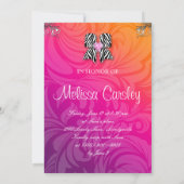 Zebra Bow Bachelorette Party Foto Oranje Paars Kaart (Achterkant)