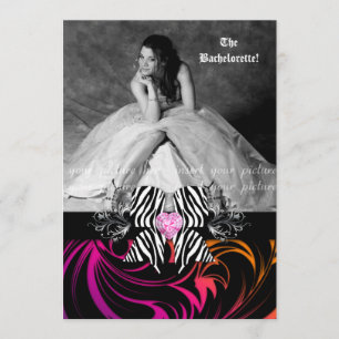 Zebra Bow Bachelorette Party Foto Oranje Paars Kaart