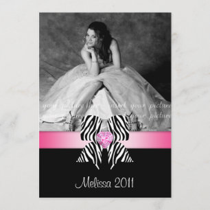 Zebra Bow Graduation Party nodigt fotokaart uit Kaart