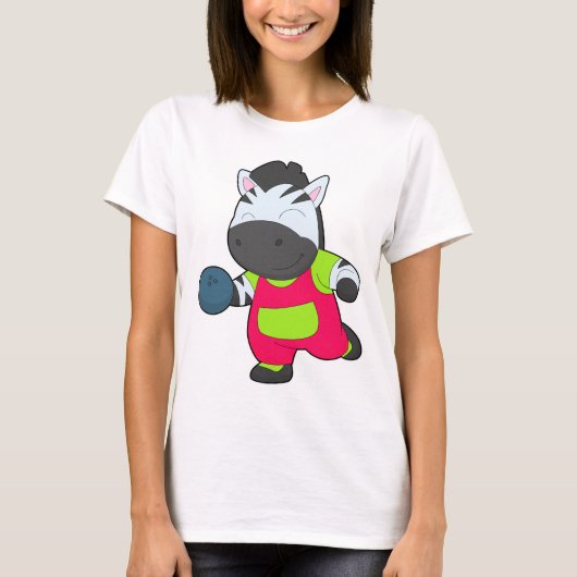Zebra Bowling Bowling bal Sporten T-shirt (Voorkant)