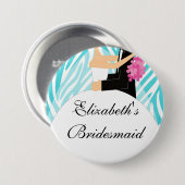 Zebra Bride Bridesmaid Button/Pin Turquoise Ronde Button 7,6 Cm (Voorkant /achterkant)