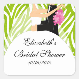 Zebra Bride Groom Vrijgezellenfeest Sticker Lime G