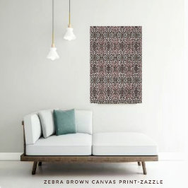 Zebra Brown Canvas Afdruk
