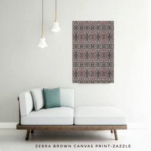 Zebra Brown Canvas Afdruk