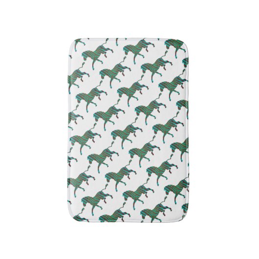 Zebra Brown en Blauwgroen Print Silhouette Badmat (Voorkant Verticaal)