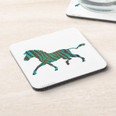 Zebra Brown en Blauwgroen Print Silhouette Bier Onderzetter (Linkerzijde)