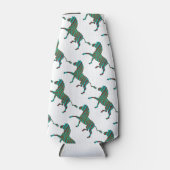 Zebra Brown en Blauwgroen Print Silhouette Flesjeskoeler (Voorkant)