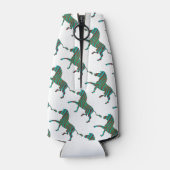 Zebra Brown en Blauwgroen Print Silhouette Flesjeskoeler (Achterkant)