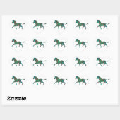 Zebra Brown en Blauwgroen Print Silhouette Hart Sticker (Vel)