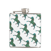 Zebra Brown en Blauwgroen Print Silhouette Heupfles (Voorkant)