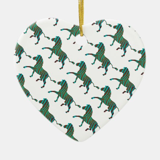 Zebra Brown en Blauwgroen Print Silhouette Keramisch Ornament (Voorkant)