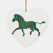 Zebra Brown en Blauwgroen Print Silhouette Keramisch Ornament (Achterkant)