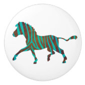 Zebra Brown en Blauwgroen Print Silhouette Keramische Knop (Voorkant)
