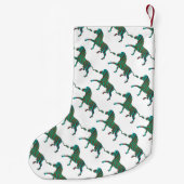 Zebra Brown en Blauwgroen Print Silhouette Kleine Kerstsok (Achterkant)