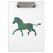 Zebra Brown en Blauwgroen Print Silhouette Klembord (Voorkant)