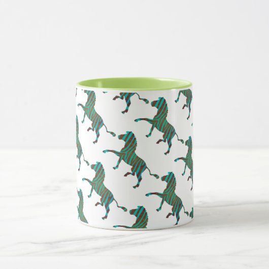Zebra Brown en Blauwgroen Print Silhouette Mok (Midden)