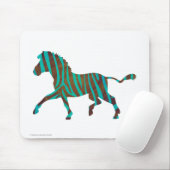 Zebra Brown en Blauwgroen Print Silhouette Muismat (Met muis)