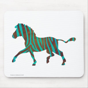 Zebra Brown en Blauwgroen Print Silhouette Muismat