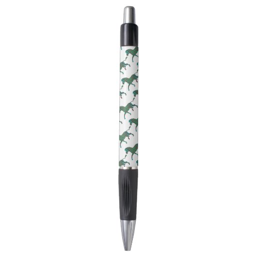 Zebra Brown en Blauwgroen Print Silhouette Pen (Voorkant Verticaal)