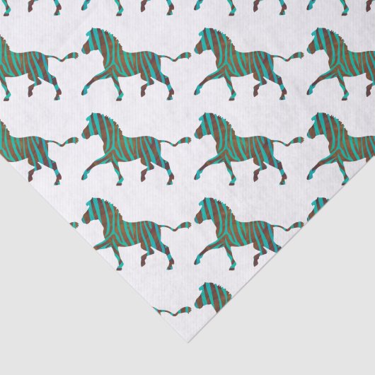 Zebra Brown en Blauwgroen Print Silhouette Tissuepapier (Detail)